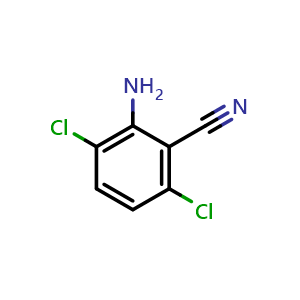 Chemical structure of 2-amino-3,6-dichlorobenzonitrile , CAS 20926-15-2, AChemBlock T98996