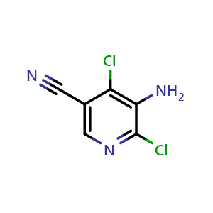 Chemical structure of 5-amino-4,6-dichloronicotinonitrile , CAS 1565871-92-2, AChemBlock T99011