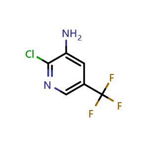 Chemical structure of 2-Chloro-5-(trifluoromethyl)pyridin-3-amine , CAS 72587-18-9, AChemBlock T99013