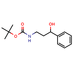 Chemical structure of N-Boc-3-hydroxy-3-phenyl-1-propylamine , CAS 257892-43-6, AChemBlock T99032