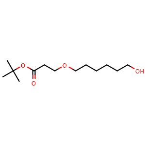 Chemical structure of tert-Butyl 3-(6-hydroxyhexyloxy)propanoate , CAS 2324154-42-7, AChemBlock T99033