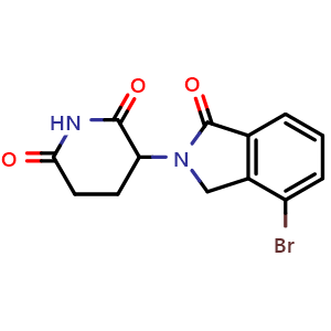 Chemical structure of 3-(4-Bromo-1-oxoisoindolin-2-yl)piperidine-2,6-dione , CAS 2093387-36-9, AChemBlock T99034