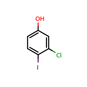 Chemical structure of 3-Chloro-4-iodophenol , CAS 855403-42-8, AChemBlock T99052