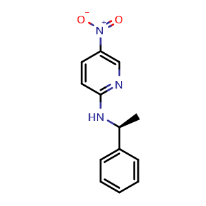 Chemical structure of (S)-5-Nitro-N-(1-phenylethyl)pyridin-2-amine , CAS 84249-39-8, AChemBlock T99055