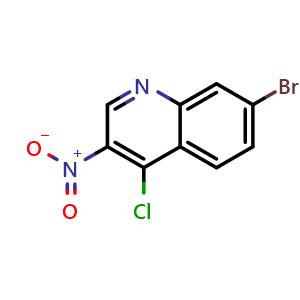 Chemical structure of 7-bromo-4-chloro-3-nitroquinoline , CAS 723280-98-6, AChemBlock T99061