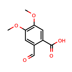 Chemical structure of 2-Formyl-4,5-dimethoxybenzoic acid , CAS 490-63-1, AChemBlock T99075