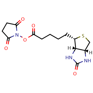Chemical structure of (+)-Biotin N-succinimidyl ester , CAS 35013-72-0, AChemBlock T99081
