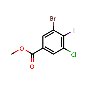 Chemical structure of Methyl 3-bromo-5-chloro-4-iodobenzoate , CAS 1160574-80-0, AChemBlock T99113