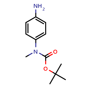 Chemical structure of tert-Butyl (4-aminophenyl)(methyl)carbamate , CAS 1092522-02-5, AChemBlock T99115