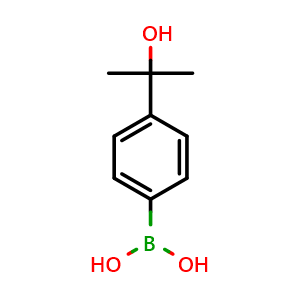 Chemical structure of [4-(2-hydroxypropan-2-yl)phenyl]boronic acid , CAS 886593-45-9, AChemBlock T99134