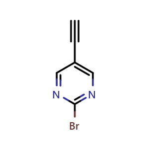 Chemical structure of 2-bromo-5-ethynylpyrimidine , CAS 1797890-53-9, AChemBlock T99144