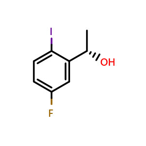 Chemical structure of (S)-1-(5-Fluoro-2-iodophenyl)ethan-1-ol , CAS 1454847-96-1, AChemBlock T99157