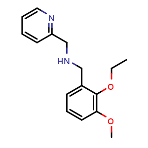 Chemical structure of N-(2-ethoxy-3-methoxybenzyl)-1-(pyridin-2-yl)methanamine , CAS 861409-96-3, AChemBlock T99165