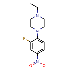 Chemical structure of 1-ethyl-4-(2-fluoro-4-nitrophenyl)piperazine , CAS 694501-34-3, AChemBlock T99183