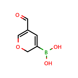 Chemical structure of 5-formylfyran-3-ylboronic acid , CAS 62306-80-3, AChemBlock T99185