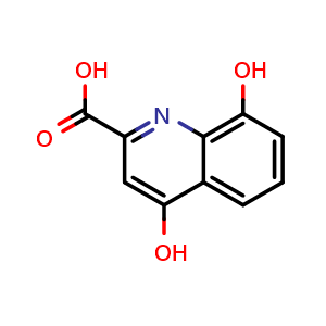 Chemical structure of 4,8-Dihydroxyquinoline-2-carboxylic acid , CAS 59-00-7, AChemBlock T99186