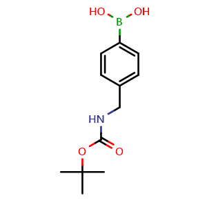 Chemical structure of [4-[[(2-methylpropan-2-yl)oxycarbonylamino]methyl]phenyl]boronic acid , CAS 489446-42-6, AChemBlock T99188