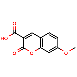 Chemical structure of 7-Methoxycoumarin-3-carboxylic acid , CAS 20300-59-8, AChemBlock T99205