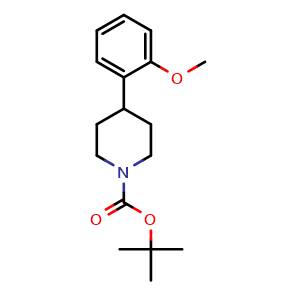 Chemical structure of tert-butyl 4-(2-methoxyphenyl)piperidine-1-carboxylate , CAS 201609-29-2, AChemBlock T99206
