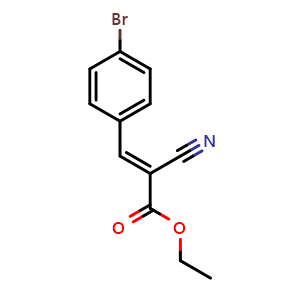 Chemical structure of ethyl (E)-3-(4-bromophenyl)-2-cyanoprop-2-enoate , CAS 42205-33-4, AChemBlock T99208