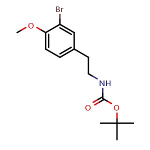 Chemical structure of tert-butyl 3-bromo-4-methoxyphenethylcarbamate , CAS 1418117-92-6, AChemBlock T99217