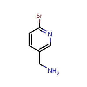 Chemical structure of 5-aminomethyl-2-bromopyridine , CAS 120740-10-5, AChemBlock T99222