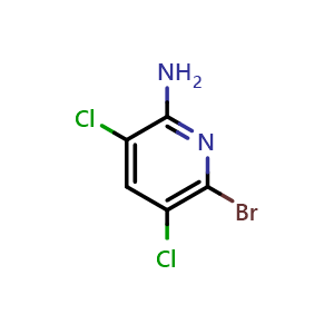 Chemical structure of 6-bromo-3,5-dichloropyridin-2-amine , CAS 105751-20-0, AChemBlock T99233