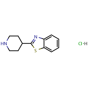 Chemical structure of 2-(piperidin-4-yl)benzo[d]thiazole hydrochloride , CAS 51784-73-7, AChemBlock T99237