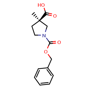 Chemical structure of (R)-3-Methyl-pyrrolidine-1,3-dicarboxylic acid 1-benzyl ester , CAS 1412254-17-1, AChemBlock T99241