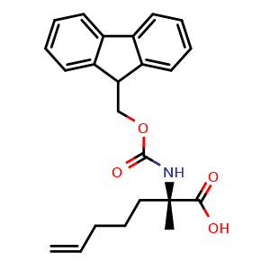 Chemical structure of (S)-2-(Fmoc-amino)-2-methylhept-6-enoic acid , CAS 288617-73-2, AChemBlock T99275