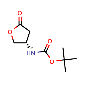 Chemical structure of (S)-tert-Butyl (5-oxotetrahydrofuran-3-yl)carbamate , CAS 104227-71-6, AChemBlock T99287