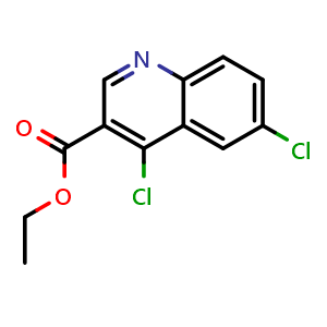 Chemical structure of ethyl 4,6-dichloroquinoline-3-carboxylate , CAS 21168-41-2, AChemBlock T99307