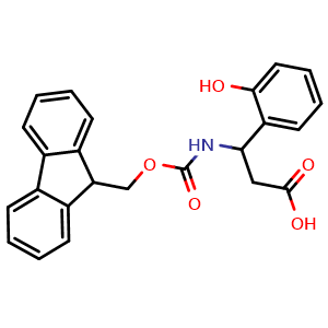 Chemical structure of Fmoc-(RS)-3-Amino-3-(2-hydroxyphenyl)-propionic acid , CAS 683218-26-0, AChemBlock T99310
