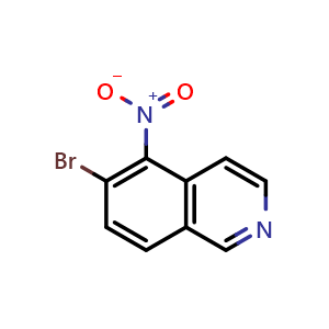 Chemical structure of 6-Bromo-5-nitroisoquinoline , CAS 850197-72-7, AChemBlock T99327
