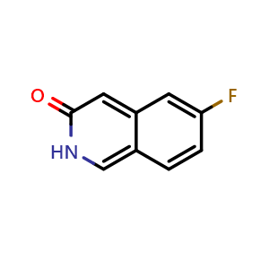 Chemical structure of 6-fluoro-2H-isoquinolin-3-one , CAS 51463-15-1, AChemBlock T99336