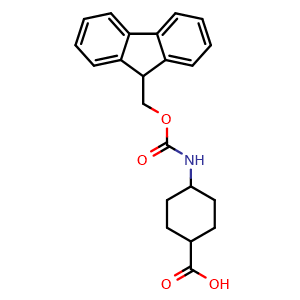 Chemical structure of 4-(Fmoc-amino)cyclohexanecarboxylic acid , CAS 583870-83-1, AChemBlock T99373