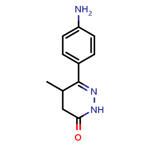 Chemical structure of 6-(4-Aminophenyl)-5-methyl-4,5-dihydropyridazin-3(2H)-one , CAS 36725-28-7, AChemBlock T99399