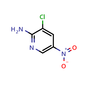 Chemical structure of 2-Amino-3-chloro-5-nitropyridine , CAS 22353-35-1, AChemBlock T99401