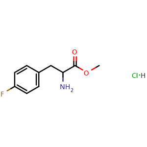 Chemical structure of methyl 2-amino-3-(4-fluorophenyl)propanoate hydrochloride , CAS 64282-12-8, AChemBlock T99427
