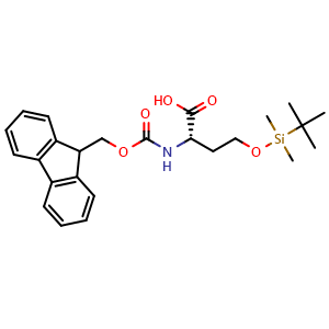 Chemical structure of Fmoc-hSer(TBDMS)-OH , CAS 1333332-17-4, AChemBlock T99450
