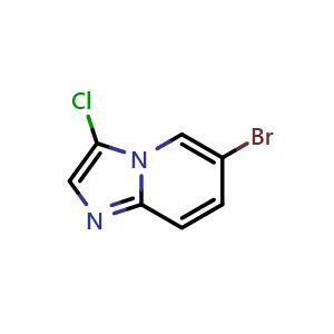 Chemical structure of 6-Bromo-3-chloroimidazo[1,2-a]pyridine , CAS 1296224-01-5, AChemBlock T99451