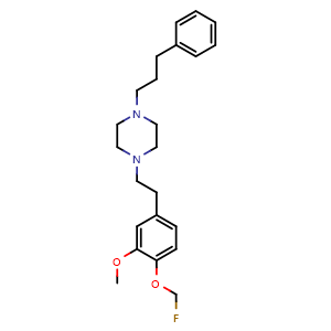 Chemical structure of 1-(4-(fluoromethoxy)-3-methoxyphenethyl)-4-(3-phenylpropyl)piperazine , CAS 1004511-88-9, AChemBlock T99454