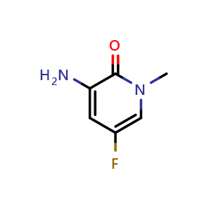 Chemical structure of 3-amino-5-fluoro-1-methylpyridin-2(1H)-one , CAS 1781125-38-9, AChemBlock T99466