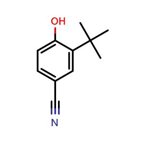 Chemical structure of 3-tert-butyl-4-hydroxybenzonitrile , CAS 4910-04-7, AChemBlock T99512