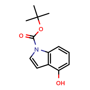 Chemical structure of tert-butyl 4-hydroxy-1H-indole-1-carboxylate , CAS 879093-22-8, AChemBlock T99526