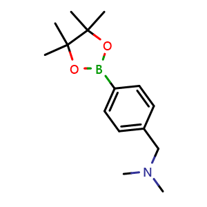 Chemical structure of N,N-dimethyl-1-[4-(4,4,5,5-tetramethyl-1,3,2-dioxaborolan-2-yl)phenyl]methanamine , CAS 878197-87-6, AChemBlock T99527