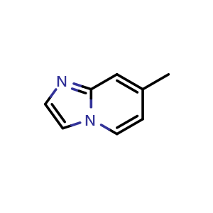 Chemical structure of 7-Methylimidazo[1,2-a]pyridine , CAS 874-39-5, AChemBlock T99528
