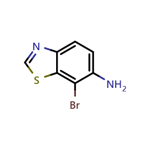 Chemical structure of 6-Amino-7-bromobenzothiazole , CAS 769-20-0, AChemBlock T99531