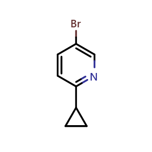 Chemical structure of 5-bromo-2-cyclopropylpyridine , CAS 579475-29-9, AChemBlock T99535