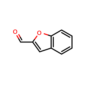 Chemical structure of 1-benzofuran-2-carbaldehyde , CAS 4265-16-1, AChemBlock T99537